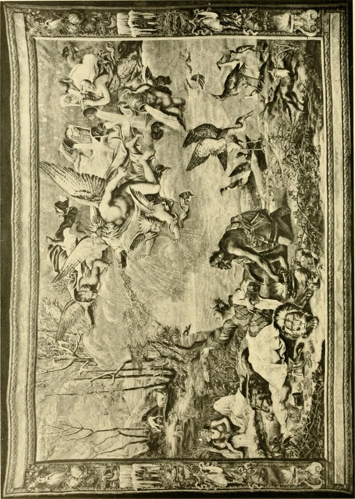 An illustration from Decorative textiles; an illustrated book on coverings for furniture, walls and floors, including damasks, brocades and velvets, tapestries, laces, embroideries, chintzes, cretones, drapery and furniture trimmings, wall papers, carpets and rugs, tooled and illuminated leathers, 1918, leaf 319