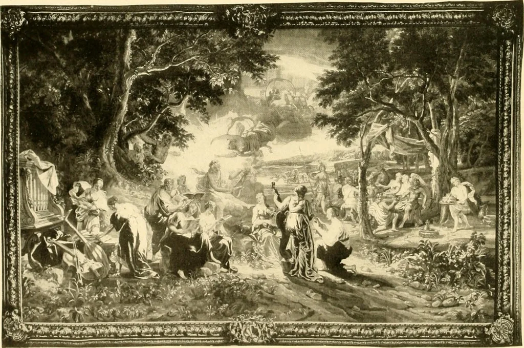 An illustration from Decorative textiles; an illustrated book on coverings for furniture, walls and floors, including damasks, brocades and velvets, tapestries, laces, embroideries, chintzes, cretones, drapery and furniture trimmings, wall papers, carpets and rugs, tooled and illuminated leathers, 1918, leaf 325