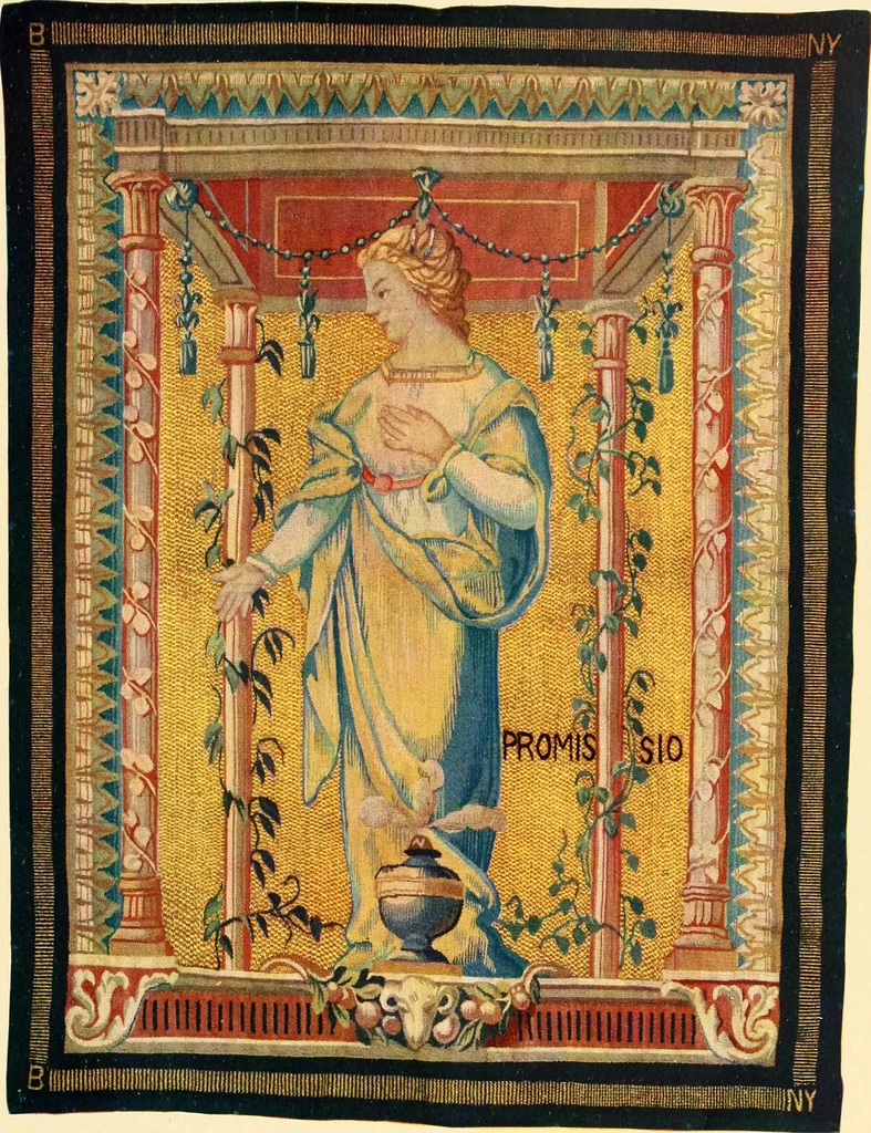 An illustration from Decorative textiles; an illustrated book on coverings for furniture, walls and floors, including damasks, brocades and velvets, tapestries, laces, embroideries, chintzes, cretones, drapery and furniture trimmings, wall papers, carpets and rugs, tooled and illuminated leathers, 1918, leaf 336