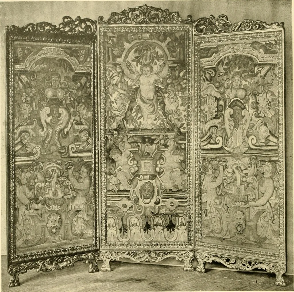 An illustration from Decorative textiles; an illustrated book on coverings for furniture, walls and floors, including damasks, brocades and velvets, tapestries, laces, embroideries, chintzes, cretones, drapery and furniture trimmings, wall papers, carpets and rugs, tooled and illuminated leathers, 1918, leaf 347