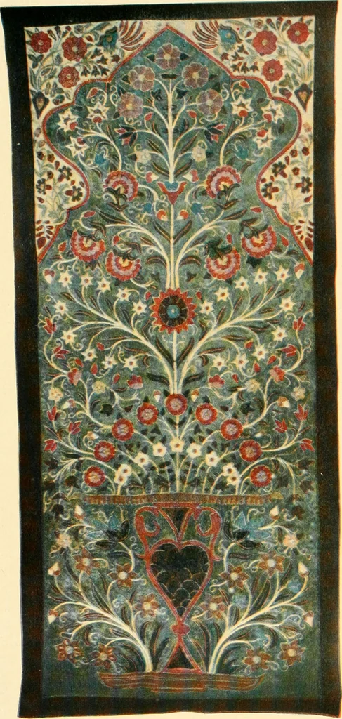 An illustration from Decorative textiles; an illustrated book on coverings for furniture, walls and floors, including damasks, brocades and velvets, tapestries, laces, embroideries, chintzes, cretones, drapery and furniture trimmings, wall papers, carpets and rugs, tooled and illuminated leathers, 1918, leaf 354