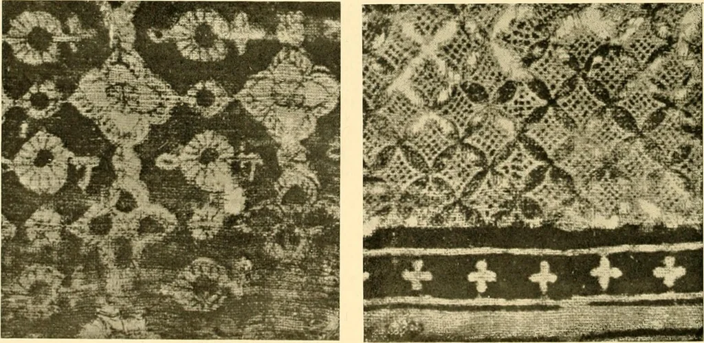An illustration from Decorative textiles; an illustrated book on coverings for furniture, walls and floors, including damasks, brocades and velvets, tapestries, laces, embroideries, chintzes, cretones, drapery and furniture trimmings, wall papers, carpets and rugs, tooled and illuminated leathers, 1918, leaf 355