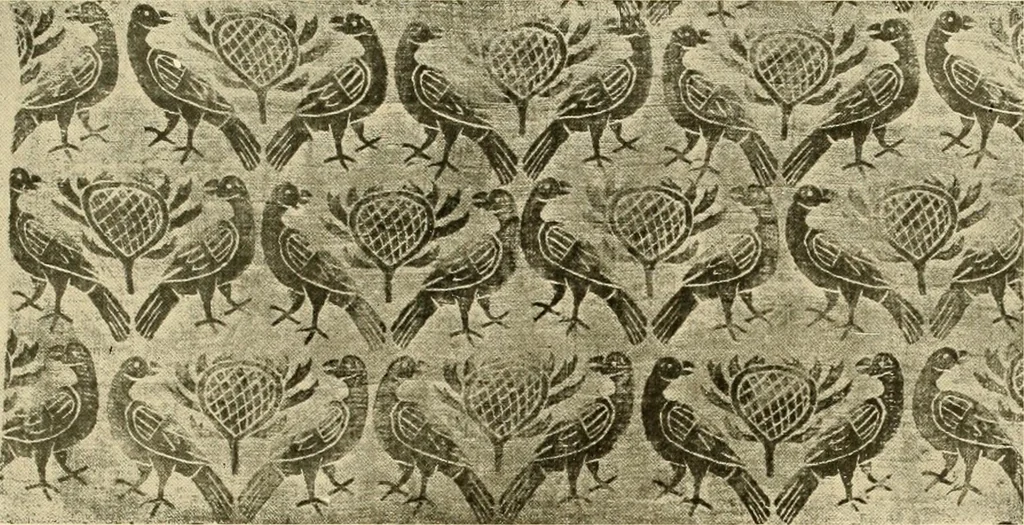 An illustration from Decorative textiles; an illustrated book on coverings for furniture, walls and floors, including damasks, brocades and velvets, tapestries, laces, embroideries, chintzes, cretones, drapery and furniture trimmings, wall papers, carpets and rugs, tooled and illuminated leathers, 1918, leaf 356