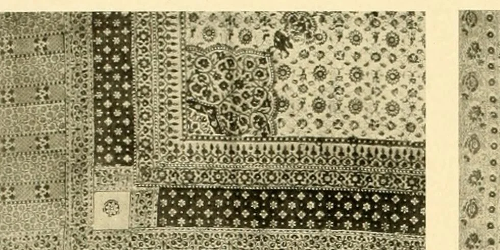 An illustration from Decorative textiles; an illustrated book on coverings for furniture, walls and floors, including damasks, brocades and velvets, tapestries, laces, embroideries, chintzes, cretones, drapery and furniture trimmings, wall papers, carpets and rugs, tooled and illuminated leathers, 1918, leaf 363