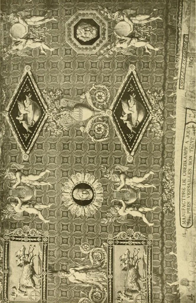 An illustration from Decorative textiles; an illustrated book on coverings for furniture, walls and floors, including damasks, brocades and velvets, tapestries, laces, embroideries, chintzes, cretones, drapery and furniture trimmings, wall papers, carpets and rugs, tooled and illuminated leathers, 1918, leaf 365