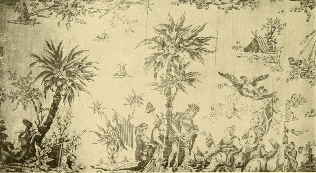 An illustration from Decorative textiles; an illustrated book on coverings for furniture, walls and floors, including damasks, brocades and velvets, tapestries, laces, embroideries, chintzes, cretones, drapery and furniture trimmings, wall papers, carpets and rugs, tooled and illuminated leathers, 1918, leaf 367