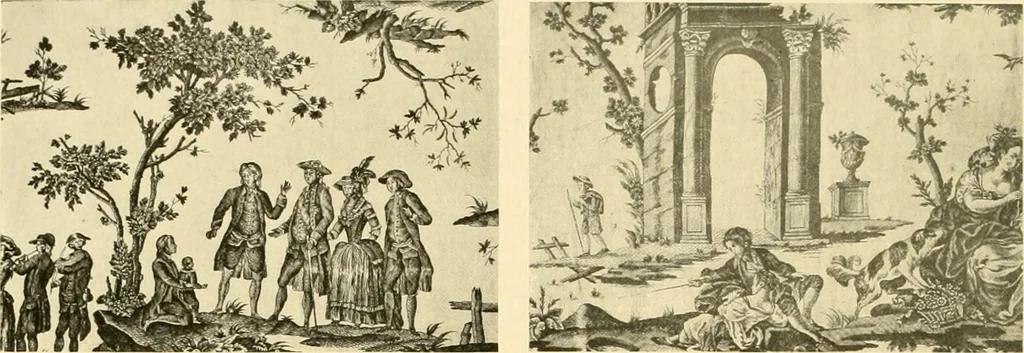 An illustration from Decorative textiles; an illustrated book on coverings for furniture, walls and floors, including damasks, brocades and velvets, tapestries, laces, embroideries, chintzes, cretones, drapery and furniture trimmings, wall papers, carpets and rugs, tooled and illuminated leathers, 1918, leaf 377