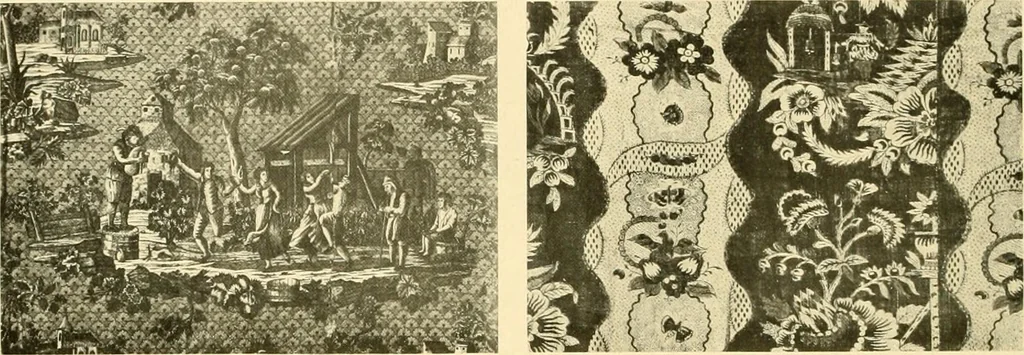 An illustration from Decorative textiles; an illustrated book on coverings for furniture, walls and floors, including damasks, brocades and velvets, tapestries, laces, embroideries, chintzes, cretones, drapery and furniture trimmings, wall papers, carpets and rugs, tooled and illuminated leathers, 1918, leaf 377