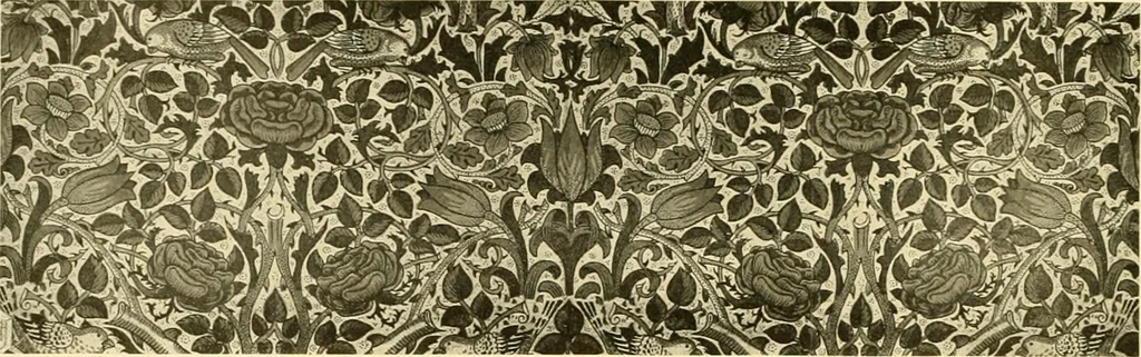 An illustration from Decorative textiles; an illustrated book on coverings for furniture, walls and floors, including damasks, brocades and velvets, tapestries, laces, embroideries, chintzes, cretones, drapery and furniture trimmings, wall papers, carpets and rugs, tooled and illuminated leathers, 1918, leaf 379