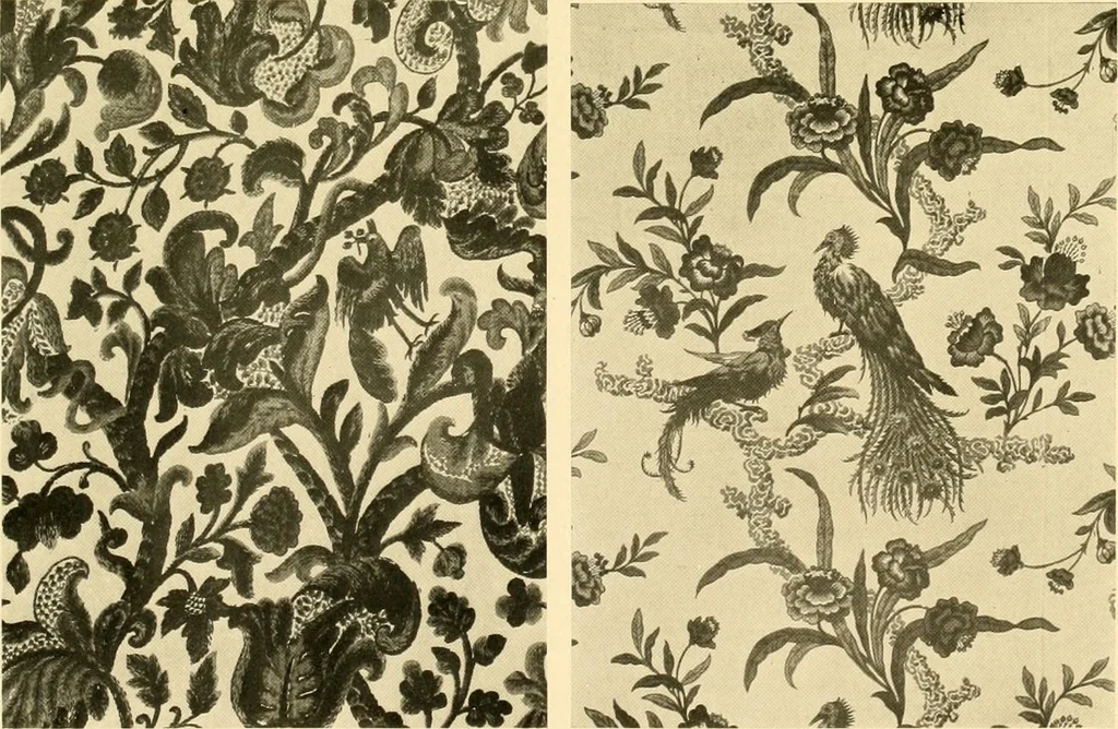 An illustration from Decorative textiles; an illustrated book on coverings for furniture, walls and floors, including damasks, brocades and velvets, tapestries, laces, embroideries, chintzes, cretones, drapery and furniture trimmings, wall papers, carpets and rugs, tooled and illuminated leathers, 1918, leaf 382