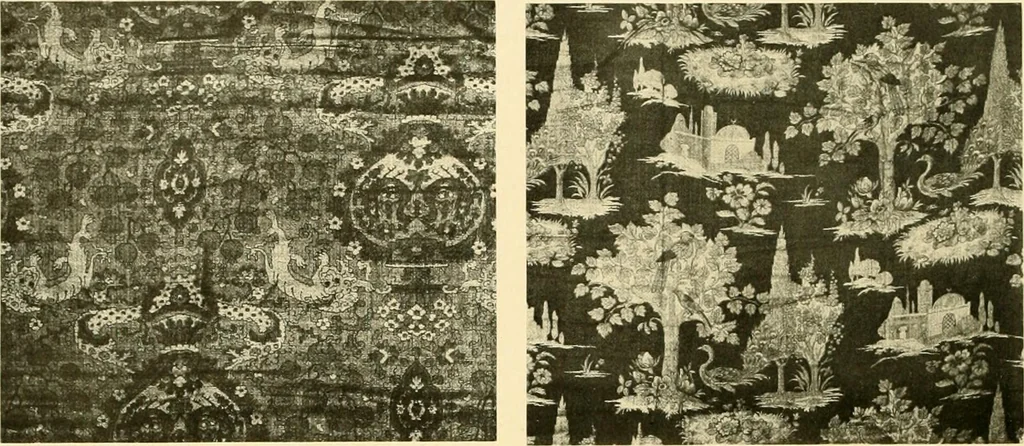An illustration from Decorative textiles; an illustrated book on coverings for furniture, walls and floors, including damasks, brocades and velvets, tapestries, laces, embroideries, chintzes, cretones, drapery and furniture trimmings, wall papers, carpets and rugs, tooled and illuminated leathers, 1918, leaf 383