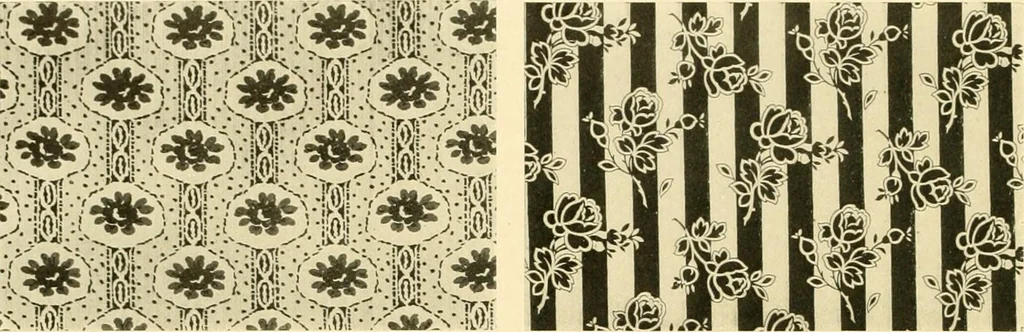An illustration from Decorative textiles; an illustrated book on coverings for furniture, walls and floors, including damasks, brocades and velvets, tapestries, laces, embroideries, chintzes, cretones, drapery and furniture trimmings, wall papers, carpets and rugs, tooled and illuminated leathers, 1918, leaf 385