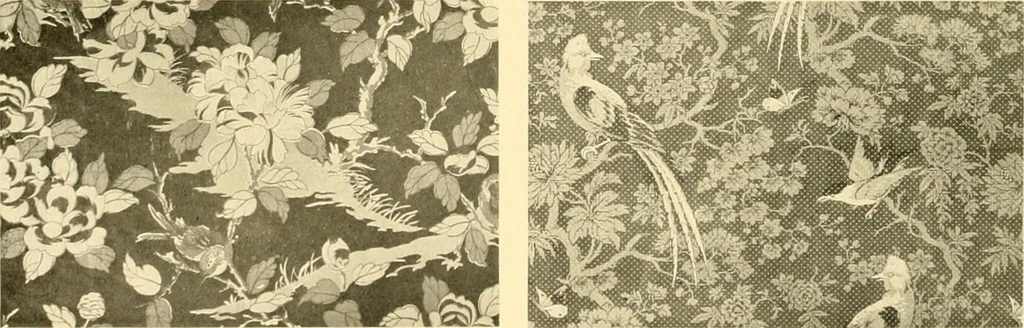An illustration from Decorative textiles; an illustrated book on coverings for furniture, walls and floors, including damasks, brocades and velvets, tapestries, laces, embroideries, chintzes, cretones, drapery and furniture trimmings, wall papers, carpets and rugs, tooled and illuminated leathers, 1918, leaf 385