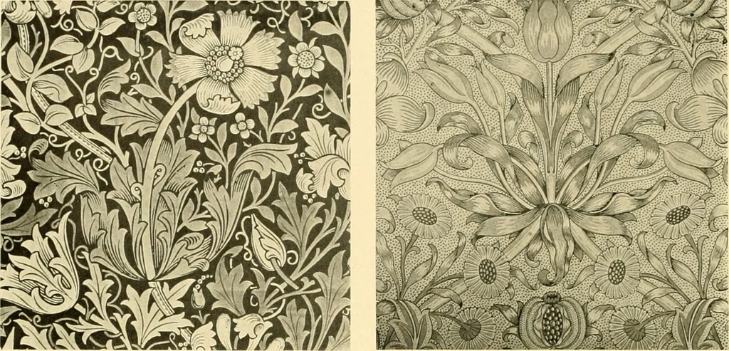 An illustration from Decorative textiles; an illustrated book on coverings for furniture, walls and floors, including damasks, brocades and velvets, tapestries, laces, embroideries, chintzes, cretones, drapery and furniture trimmings, wall papers, carpets and rugs, tooled and illuminated leathers, 1918, leaf 407