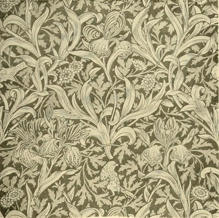 An illustration from Decorative textiles; an illustrated book on coverings for furniture, walls and floors, including damasks, brocades and velvets, tapestries, laces, embroideries, chintzes, cretones, drapery and furniture trimmings, wall papers, carpets and rugs, tooled and illuminated leathers, 1918, leaf 408