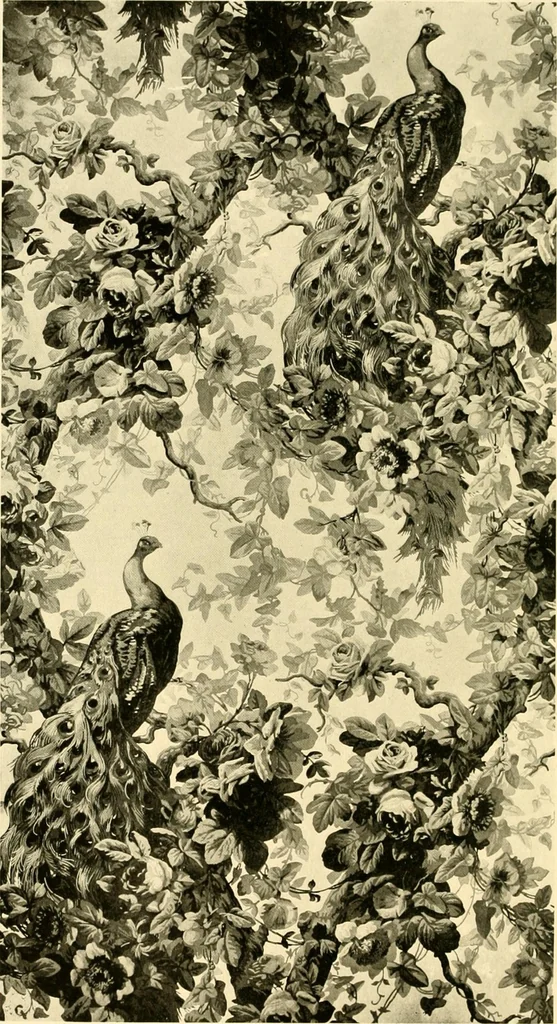 An illustration from Decorative textiles; an illustrated book on coverings for furniture, walls and floors, including damasks, brocades and velvets, tapestries, laces, embroideries, chintzes, cretones, drapery and furniture trimmings, wall papers, carpets and rugs, tooled and illuminated leathers, 1918, leaf 415