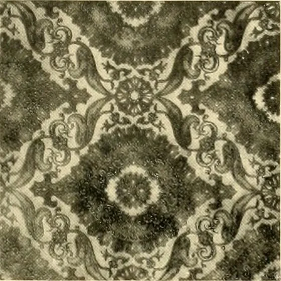 An illustration from Decorative textiles; an illustrated book on coverings for furniture, walls and floors, including damasks, brocades and velvets, tapestries, laces, embroideries, chintzes, cretones, drapery and furniture trimmings, wall papers, carpets and rugs, tooled and illuminated leathers, 1918, leaf 418