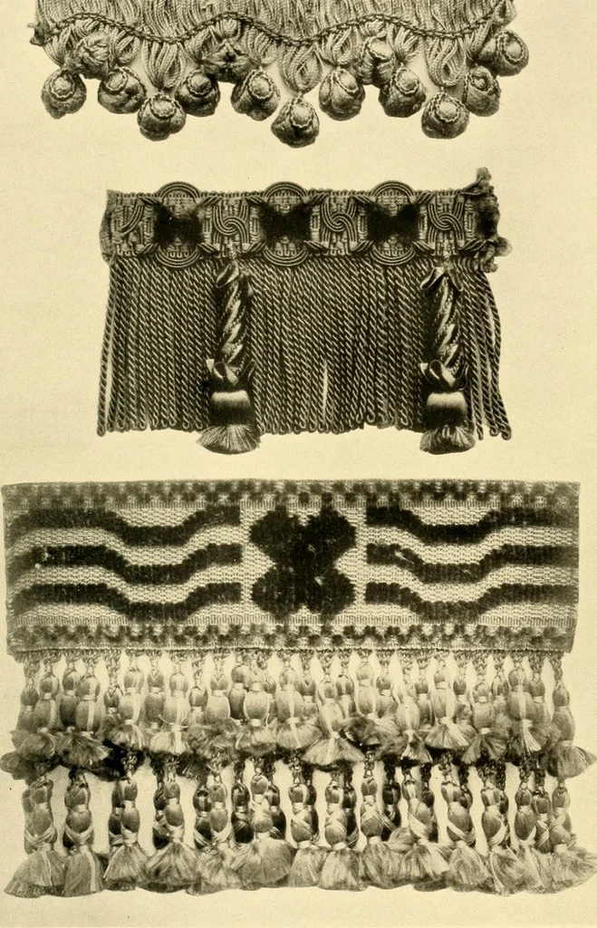 An illustration from Decorative textiles; an illustrated book on coverings for furniture, walls and floors, including damasks, brocades and velvets, tapestries, laces, embroideries, chintzes, cretones, drapery and furniture trimmings, wall papers, carpets and rugs, tooled and illuminated leathers, 1918, leaf 424