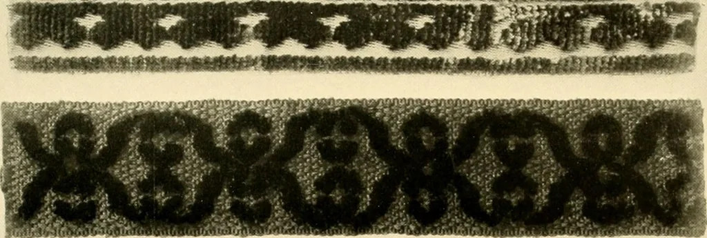 An illustration from Decorative textiles; an illustrated book on coverings for furniture, walls and floors, including damasks, brocades and velvets, tapestries, laces, embroideries, chintzes, cretones, drapery and furniture trimmings, wall papers, carpets and rugs, tooled and illuminated leathers, 1918, leaf 428