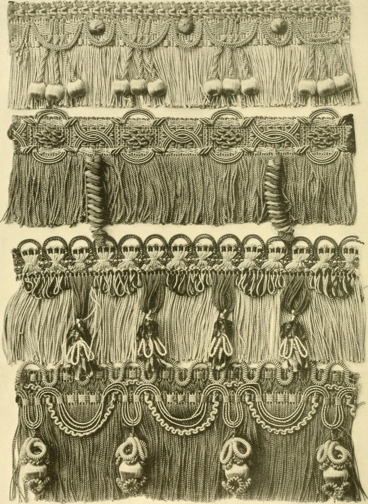 An illustration from Decorative textiles; an illustrated book on coverings for furniture, walls and floors, including damasks, brocades and velvets, tapestries, laces, embroideries, chintzes, cretones, drapery and furniture trimmings, wall papers, carpets and rugs, tooled and illuminated leathers, 1918, leaf 433