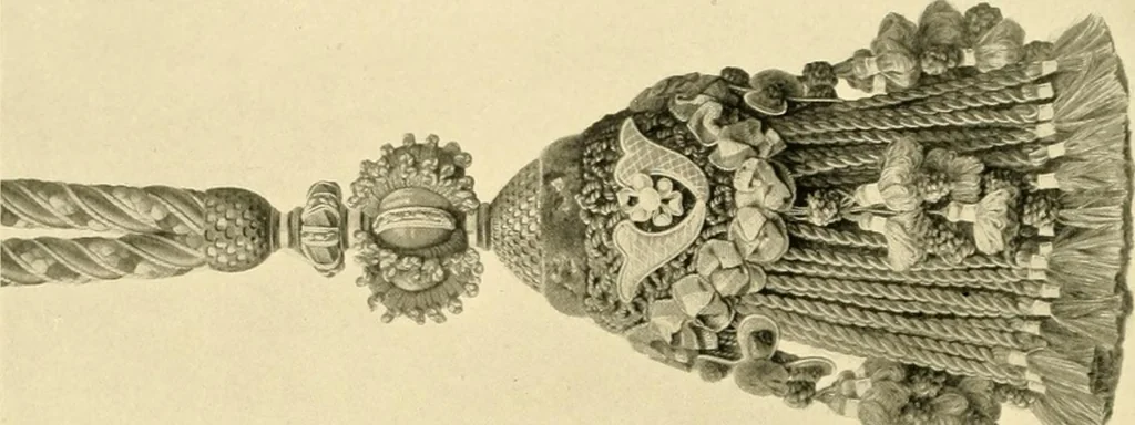 An illustration from Decorative textiles; an illustrated book on coverings for furniture, walls and floors, including damasks, brocades and velvets, tapestries, laces, embroideries, chintzes, cretones, drapery and furniture trimmings, wall papers, carpets and rugs, tooled and illuminated leathers, 1918, leaf 435