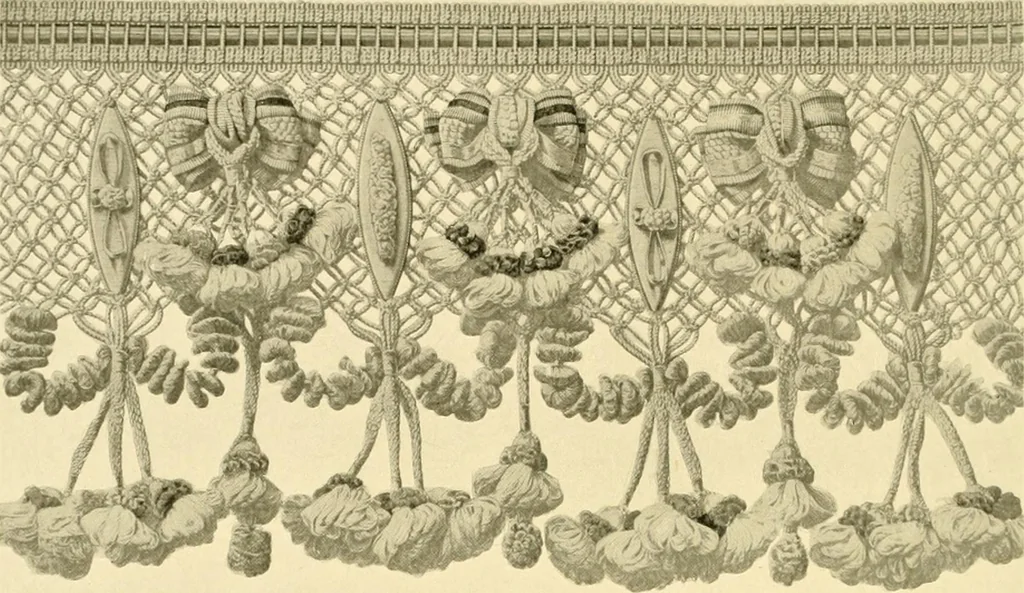 An illustration from Decorative textiles; an illustrated book on coverings for furniture, walls and floors, including damasks, brocades and velvets, tapestries, laces, embroideries, chintzes, cretones, drapery and furniture trimmings, wall papers, carpets and rugs, tooled and illuminated leathers, 1918, leaf 439