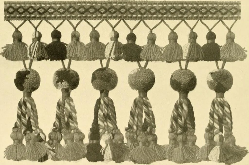 An illustration from Decorative textiles; an illustrated book on coverings for furniture, walls and floors, including damasks, brocades and velvets, tapestries, laces, embroideries, chintzes, cretones, drapery and furniture trimmings, wall papers, carpets and rugs, tooled and illuminated leathers, 1918, leaf 439