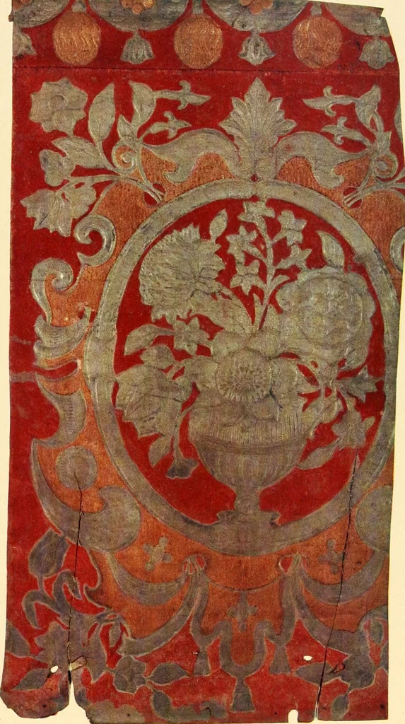 An illustration from Decorative textiles; an illustrated book on coverings for furniture, walls and floors, including damasks, brocades and velvets, tapestries, laces, embroideries, chintzes, cretones, drapery and furniture trimmings, wall papers, carpets and rugs, tooled and illuminated leathers, 1918, leaf 448