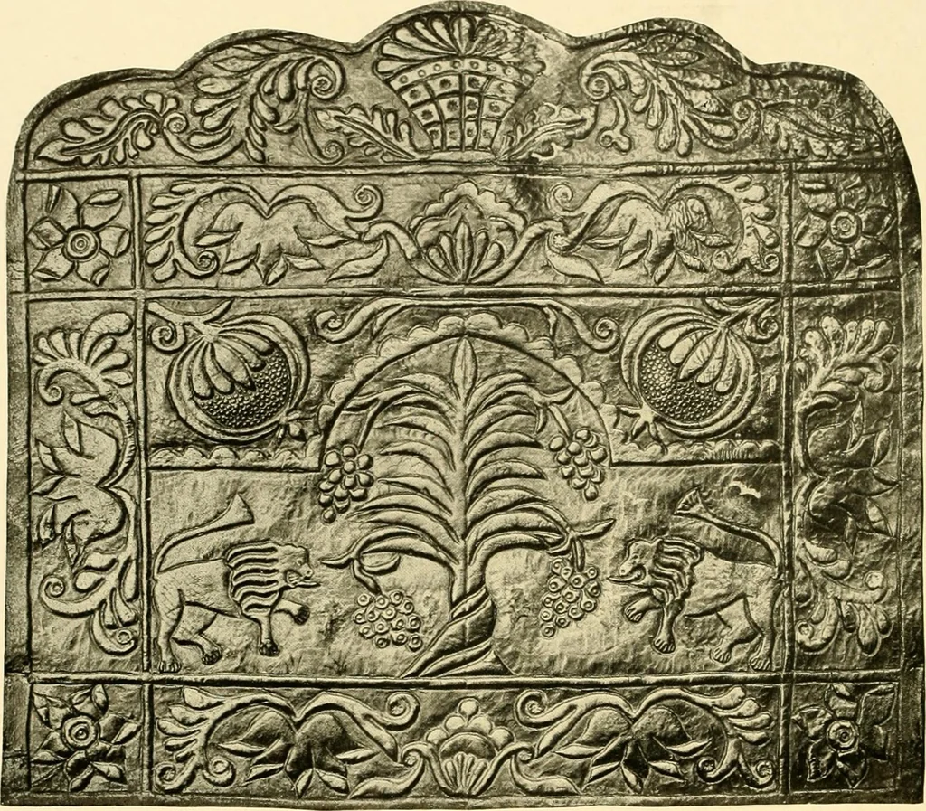 An illustration from Decorative textiles; an illustrated book on coverings for furniture, walls and floors, including damasks, brocades and velvets, tapestries, laces, embroideries, chintzes, cretones, drapery and furniture trimmings, wall papers, carpets and rugs, tooled and illuminated leathers, 1918, leaf 449