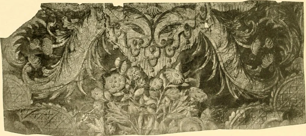 An illustration from Decorative textiles; an illustrated book on coverings for furniture, walls and floors, including damasks, brocades and velvets, tapestries, laces, embroideries, chintzes, cretones, drapery and furniture trimmings, wall papers, carpets and rugs, tooled and illuminated leathers, 1918, leaf 449