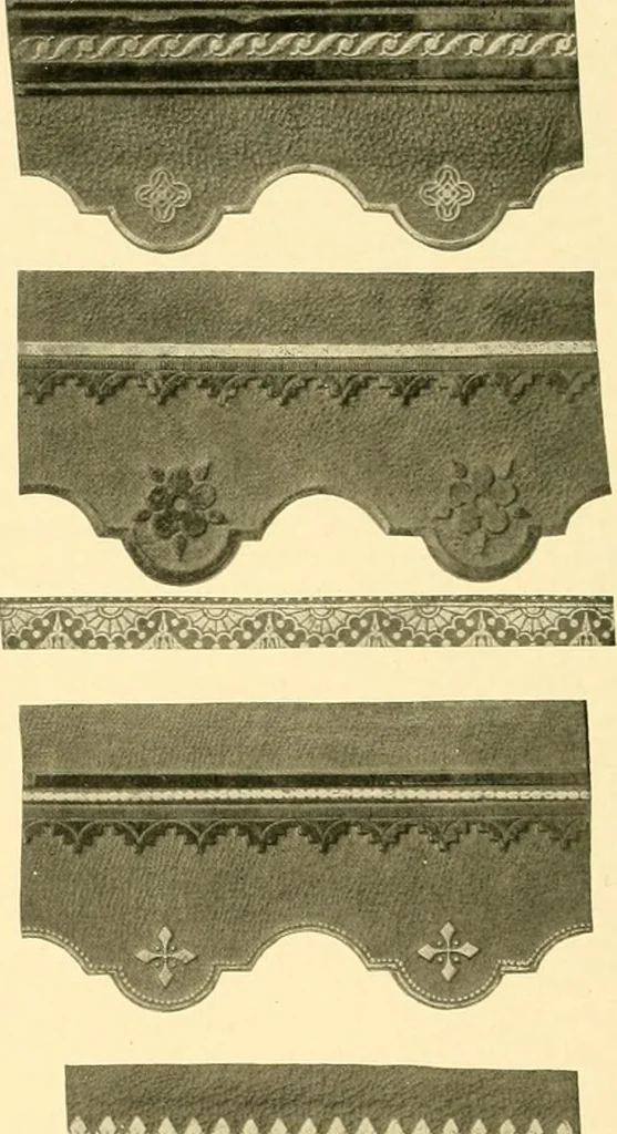 An illustration from Decorative textiles; an illustrated book on coverings for furniture, walls and floors, including damasks, brocades and velvets, tapestries, laces, embroideries, chintzes, cretones, drapery and furniture trimmings, wall papers, carpets and rugs, tooled and illuminated leathers, 1918, leaf 463