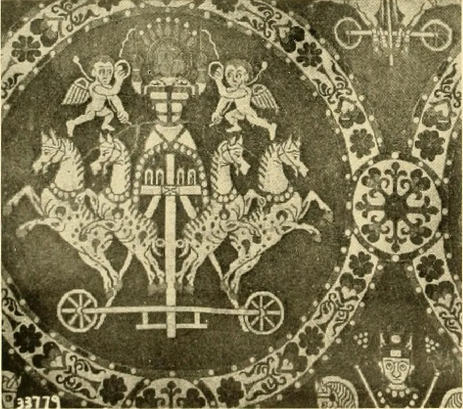 An illustration from Decorative textiles; an illustrated book on coverings for furniture, walls and floors, including damasks, brocades and velvets, tapestries, laces, embroideries, chintzes, cretones, drapery and furniture trimmings, wall papers, carpets and rugs, tooled and illuminated leathers, 1918, leaf 49