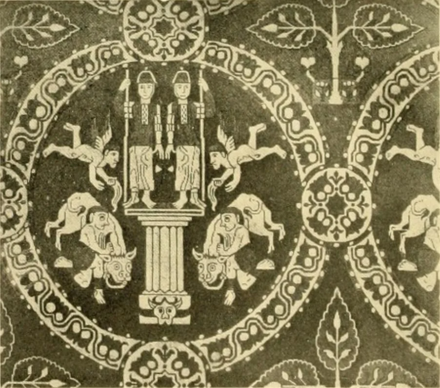 An illustration from Decorative textiles; an illustrated book on coverings for furniture, walls and floors, including damasks, brocades and velvets, tapestries, laces, embroideries, chintzes, cretones, drapery and furniture trimmings, wall papers, carpets and rugs, tooled and illuminated leathers, 1918, leaf 49
