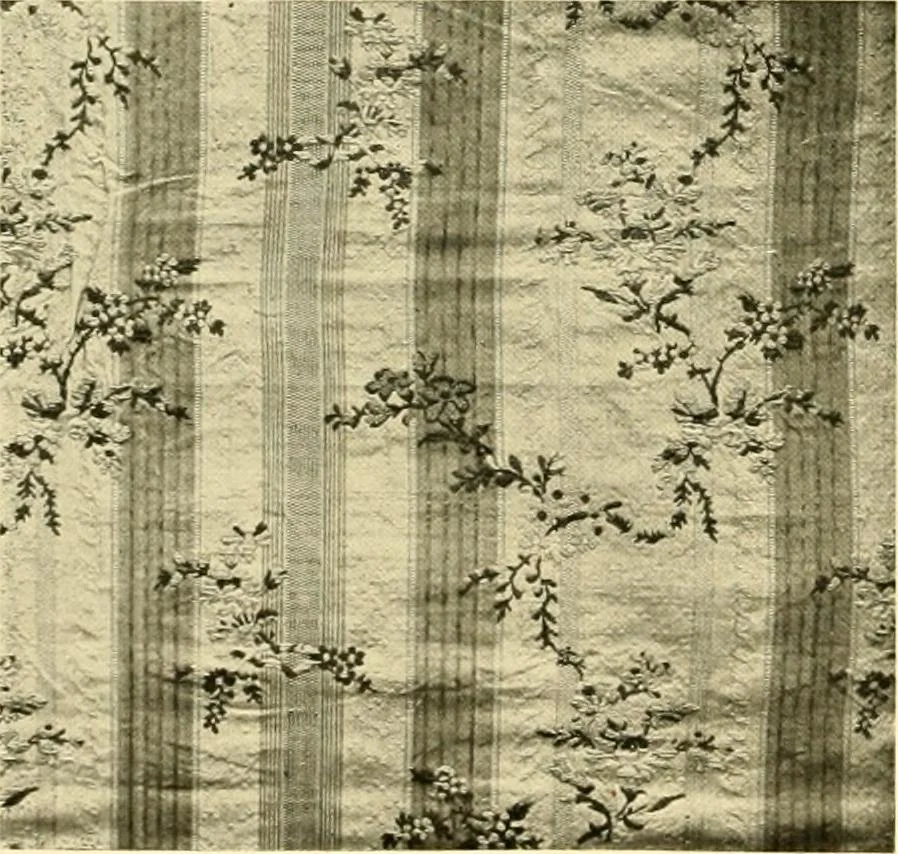 An illustration from Decorative textiles; an illustrated book on coverings for furniture, walls and floors, including damasks, brocades and velvets, tapestries, laces, embroideries, chintzes, cretones, drapery and furniture trimmings, wall papers, carpets and rugs, tooled and illuminated leathers, 1918, leaf 57