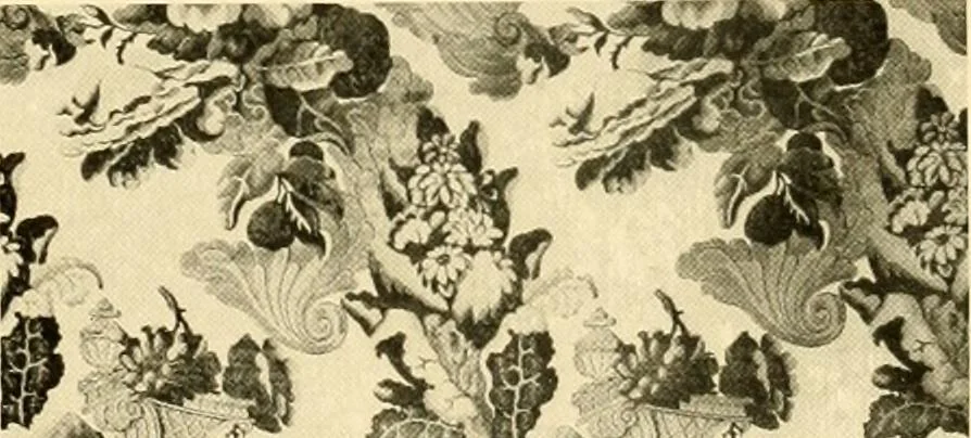 An illustration from Decorative textiles; an illustrated book on coverings for furniture, walls and floors, including damasks, brocades and velvets, tapestries, laces, embroideries, chintzes, cretones, drapery and furniture trimmings, wall papers, carpets and rugs, tooled and illuminated leathers, 1918, leaf 72