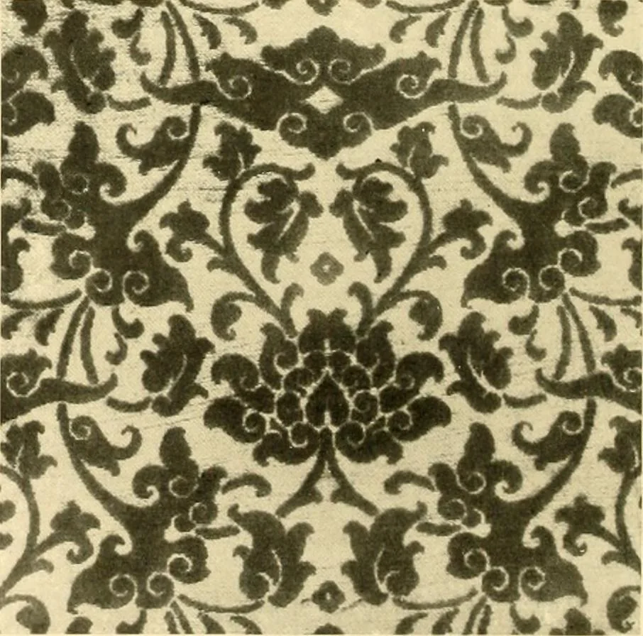 An illustration from Decorative textiles; an illustrated book on coverings for furniture, walls and floors, including damasks, brocades and velvets, tapestries, laces, embroideries, chintzes, cretones, drapery and furniture trimmings, wall papers, carpets and rugs, tooled and illuminated leathers, 1918, leaf 79