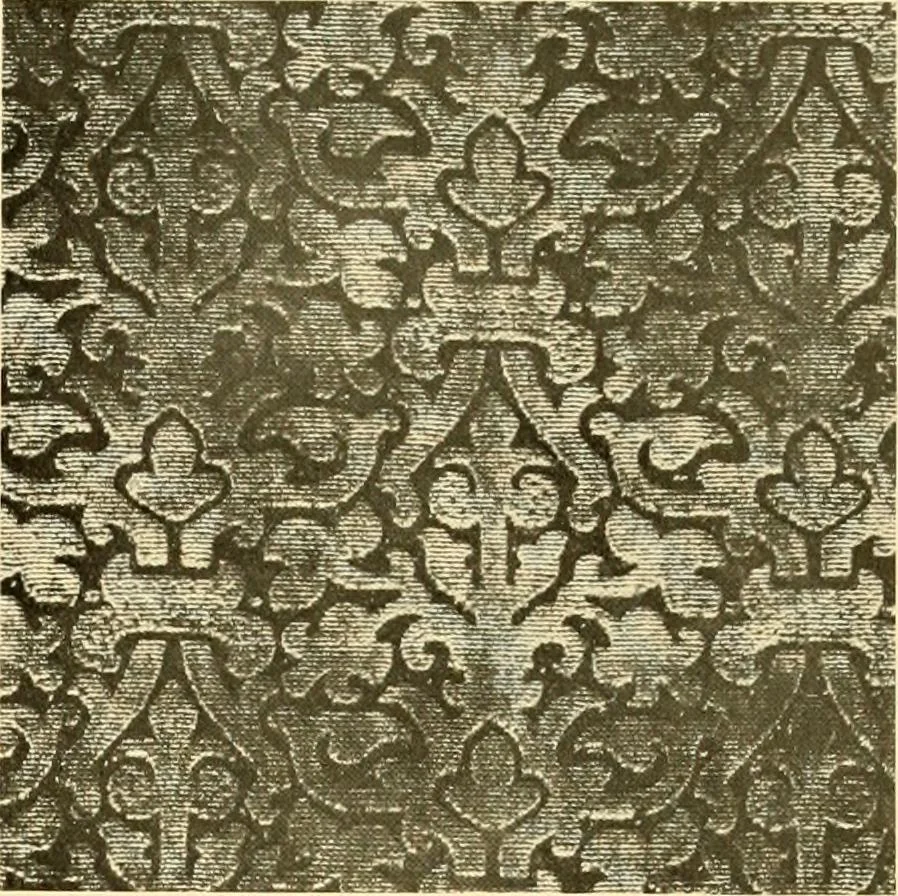 An illustration from Decorative textiles; an illustrated book on coverings for furniture, walls and floors, including damasks, brocades and velvets, tapestries, laces, embroideries, chintzes, cretones, drapery and furniture trimmings, wall papers, carpets and rugs, tooled and illuminated leathers, 1918, leaf 80