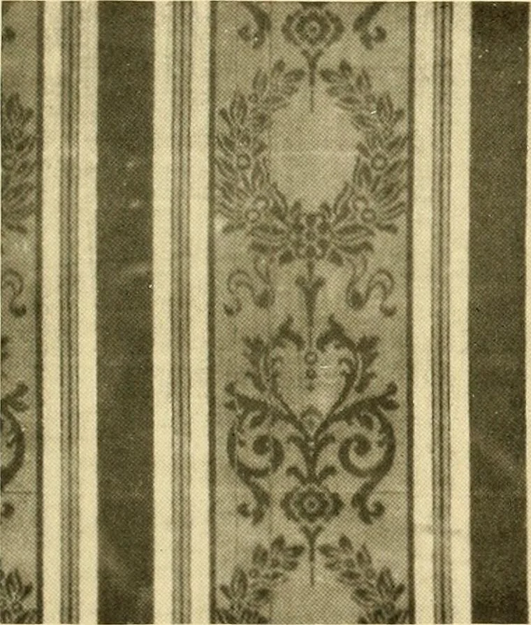 An illustration from Decorative textiles; an illustrated book on coverings for furniture, walls and floors, including damasks, brocades and velvets, tapestries, laces, embroideries, chintzes, cretones, drapery and furniture trimmings, wall papers, carpets and rugs, tooled and illuminated leathers, 1918, leaf 80