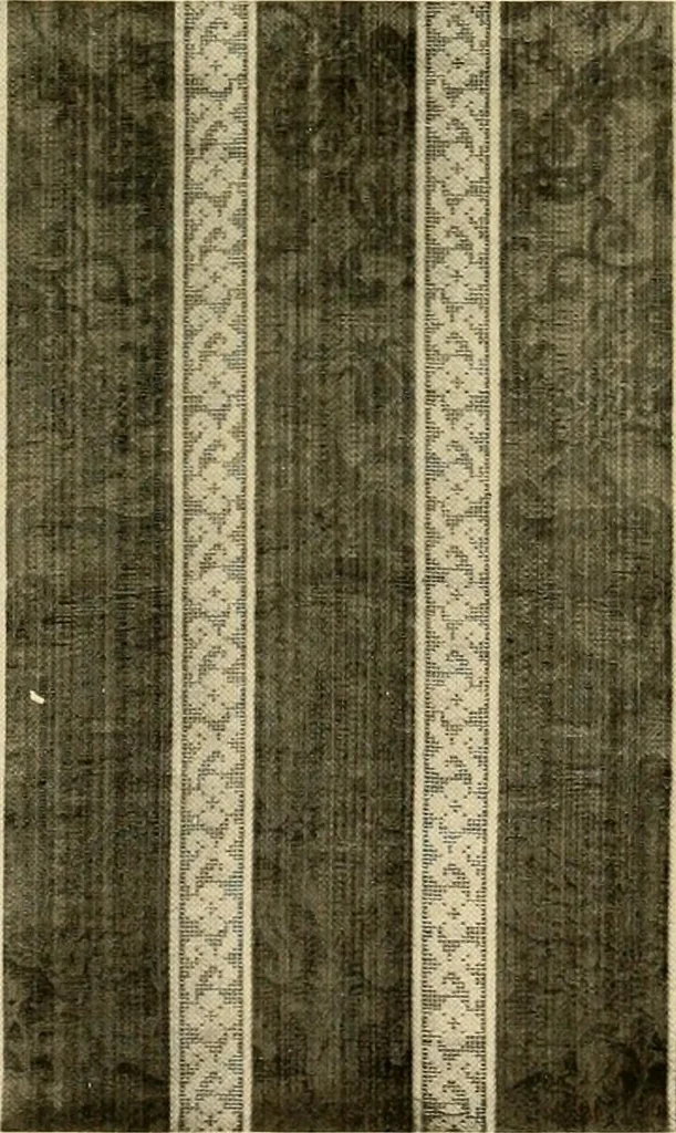 An illustration from Decorative textiles; an illustrated book on coverings for furniture, walls and floors, including damasks, brocades and velvets, tapestries, laces, embroideries, chintzes, cretones, drapery and furniture trimmings, wall papers, carpets and rugs, tooled and illuminated leathers, 1918, leaf 94