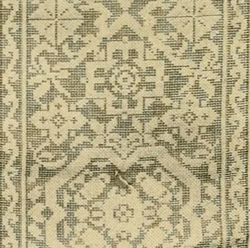 An illustration from Decorative textiles; an illustrated book on coverings for furniture, walls and floors, including damasks, brocades and velvets, tapestries, laces, embroideries, chintzes, cretones, drapery and furniture trimmings, wall papers, carpets and rugs, tooled and illuminated leathers, 1918, leaf 94