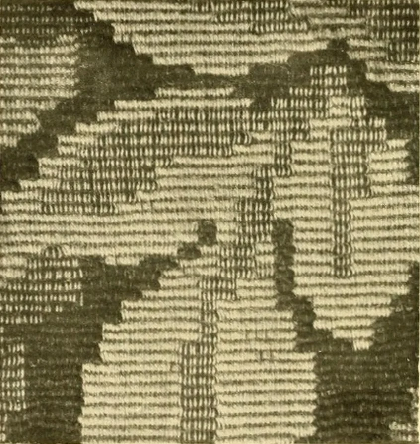 An illustration from Decorative textiles; an illustrated book on coverings for furniture, walls and floors, including damasks, brocades and velvets, tapestries, laces, embroideries, chintzes, cretones, drapery and furniture trimmings, wall papers, carpets and rugs, tooled and illuminated leathers, 1918, leaf 97