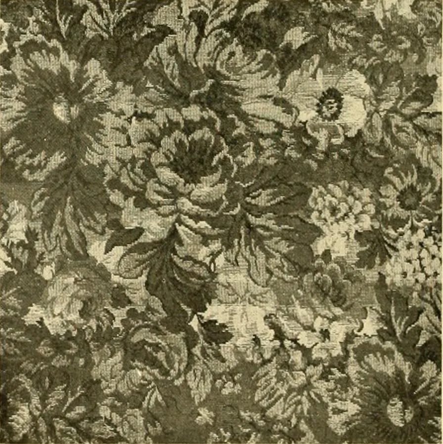 An illustration from Decorative textiles; an illustrated book on coverings for furniture, walls and floors, including damasks, brocades and velvets, tapestries, laces, embroideries, chintzes, cretones, drapery and furniture trimmings, wall papers, carpets and rugs, tooled and illuminated leathers, 1918, leaf 99