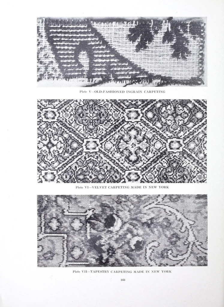 An illustration from Decorative textiles : an illustrated book on coverings for furniture, walls and floors, including damasks, brocades and velvets, tapestries, laces, embroideries, chintzes, cretonnes, drapery and furniture trimmings, wall papers, carpets and rugs, tooled and illuminated leathers, 1918, leaf 196
