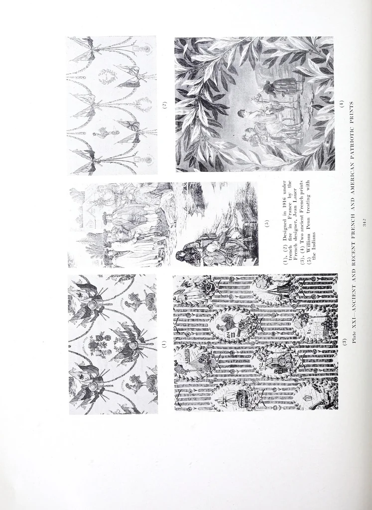 An illustration from Decorative textiles : an illustrated book on coverings for furniture, walls and floors, including damasks, brocades and velvets, tapestries, laces, embroideries, chintzes, cretonnes, drapery and furniture trimmings, wall papers, carpets and rugs, tooled and illuminated leathers, 1918, leaf 372