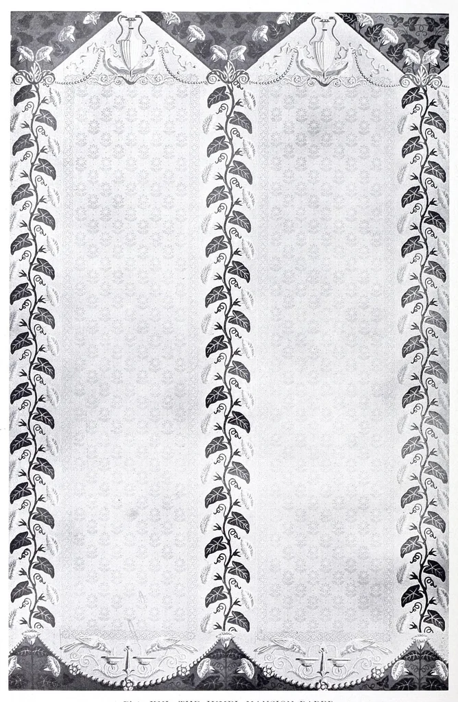 An illustration from Decorative textiles : an illustrated book on coverings for furniture, walls and floors, including damasks, brocades and velvets, tapestries, laces, embroideries, chintzes, cretonnes, drapery and furniture trimmings, wall papers, carpets and rugs, tooled and illuminated leathers, 1918, leaf 414