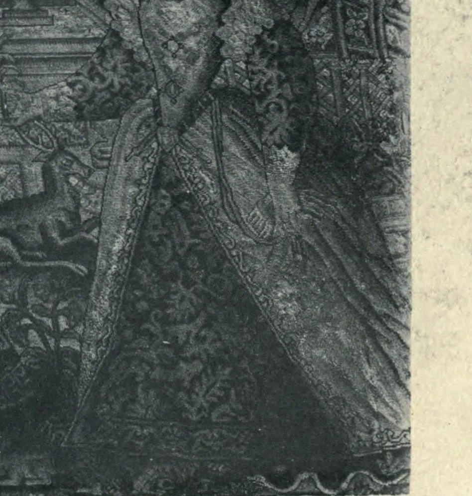 An illustration from Decorative textiles; an illustrated book on coverings for furniture, walls and floors, including damasks, brocades and velvets, tapestries, laces, embroideries, chintzes, cretones, drapery and furniture trimmings, wall papers, carpets and rugs, tooled and illuminated leathers, 1918, leaf 143