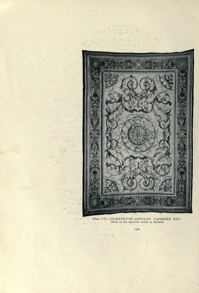 An illustration from Decorative textiles; an illustrated book on coverings for furniture, walls and floors, including damasks, brocades and velvets, tapestries, laces, embroideries, chintzes, cretones, drapery and furniture trimmings, wall papers, carpets and rugs, tooled and illuminated leathers, 1918, leaf 180