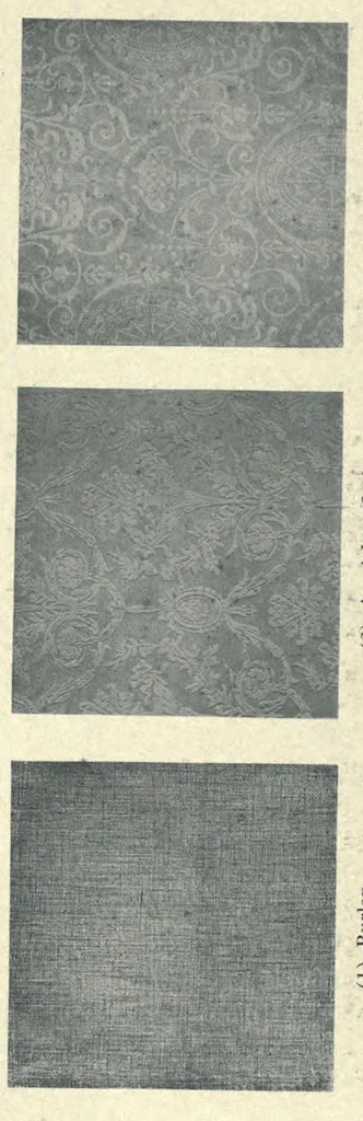 An illustration from Decorative textiles; an illustrated book on coverings for furniture, walls and floors, including damasks, brocades and velvets, tapestries, laces, embroideries, chintzes, cretones, drapery and furniture trimmings, wall papers, carpets and rugs, tooled and illuminated leathers, 1918, leaf 416