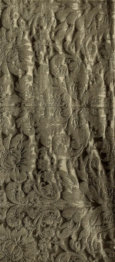 An illustration from Decorative textiles; an illustrated book on coverings for furniture, walls and floors, including damasks, brocades and velvets, tapestries, laces, embroideries, chintzes, cretonnes, drapery and furniture trimmings, wall papers, carpets and rugs, tooled and illuminated leathers, 1918, leaf 102