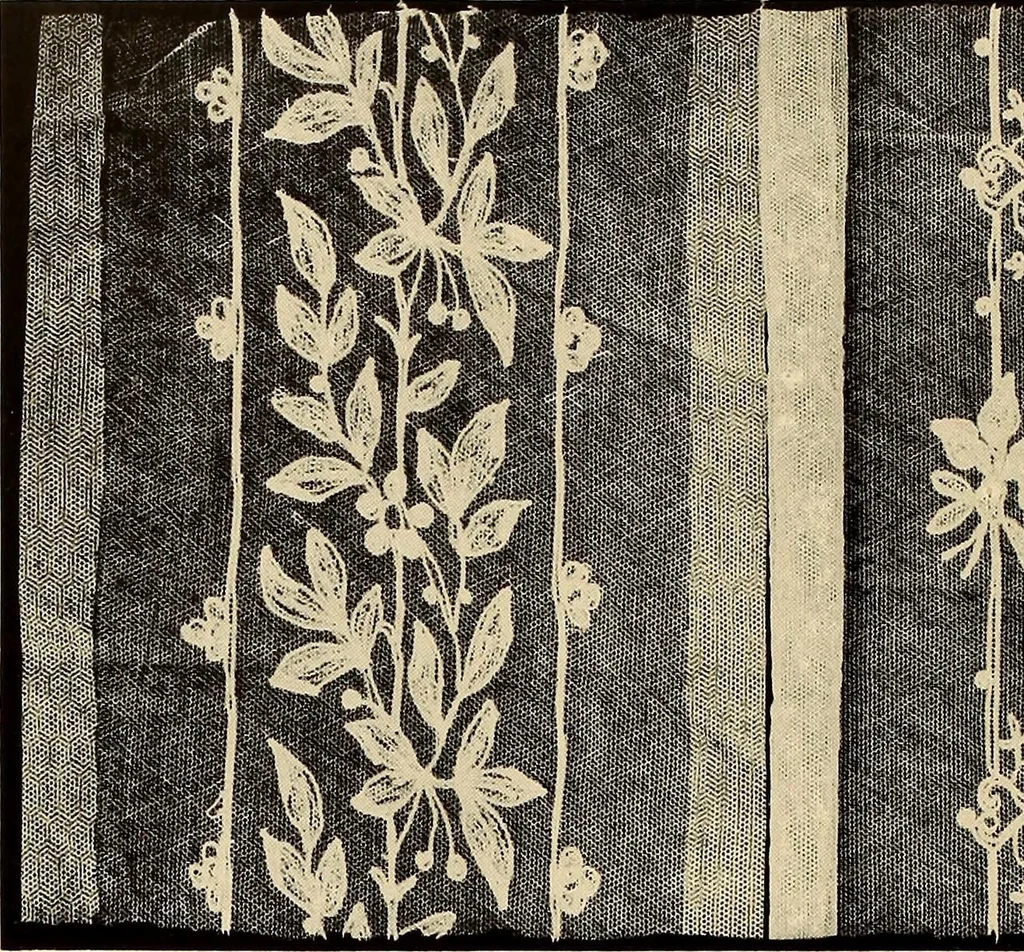 An illustration from Decorative textiles; an illustrated book on coverings for furniture, walls and floors, including damasks, brocades and velvets, tapestries, laces, embroideries, chintzes, cretonnes, drapery and furniture trimmings, wall papers, carpets and rugs, tooled and illuminated leathers, 1918, leaf 113